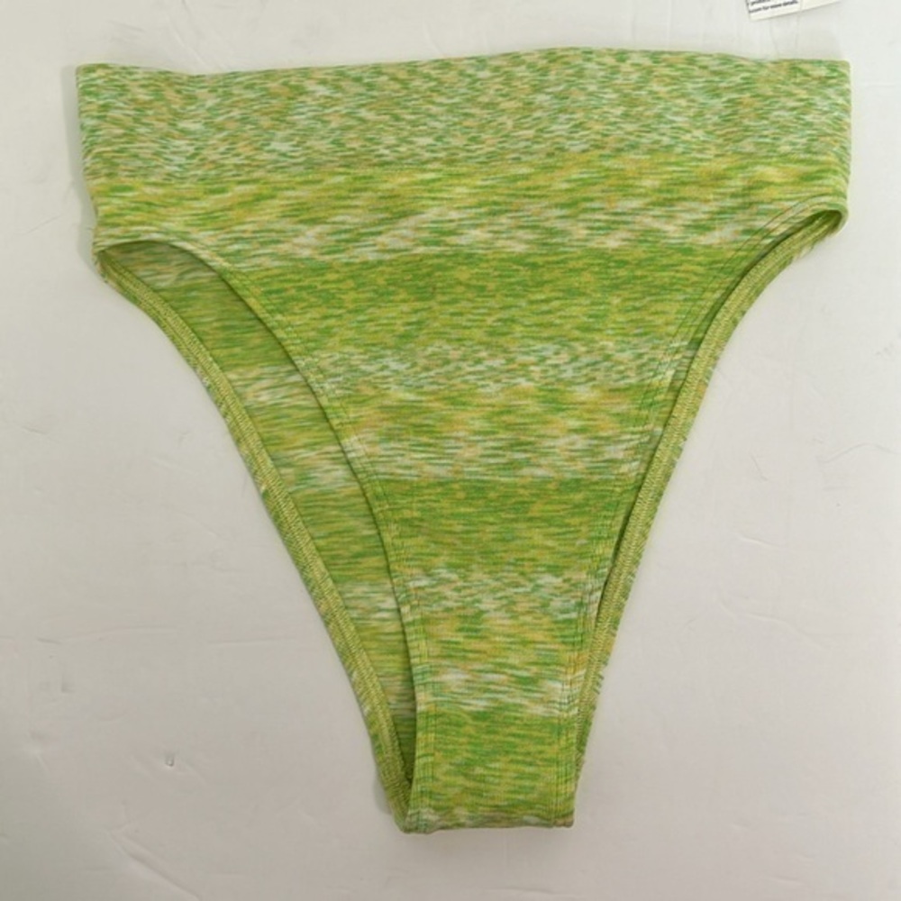 NWT AERIE High Cut Bikini Pantie Underwear Sz small Green Yellow Marl